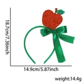 Funkelndes rotes Apfel-Stirnband mit grüner Satinschleife für Mottopartys und Feste - Apfel Stil / 1 Stück / Rot