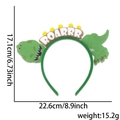 Green cartoon dinosaur headband with ROARRR text and size dimensions for kids - One Size / Dinosaur ROARRR Letter Headband