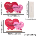 Décoration de table cœur en bois pour la Saint-Valentin avec dimensions détaillées - Lettre Double Cœur / Style Coeur Rose et Rouge