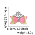 Nœud à cheveux pailleté avec couronne argentée rose et vert néon, largeur 8,6 cm - Style Nœud Couronne Rose Vert