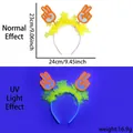 Orange peace sign and stars party headband showing UV light glow effect vs normal look - Peace Sign Style