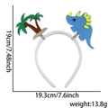 Kids dinosaur party headband with blue felt dinosaur and palm tree design measurements - One Size / Triceratops and Coconut Tree Headband