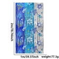 Rideau Hanoucca à franges bleu et argent avec motifs étoile de David et Ménorah - Style Hanoucca épissé bleu et argent / Taille Standard