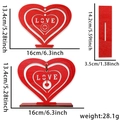 Detailansicht der roten LOVE Holzdeko mit Maßen 16cm Breite und 13,4cm Höhe für Valentinstag - Hohle Liebe Herz Stil / 1 Stück