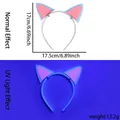 Neon glow cat ear headband in pink and blue felt with size measurements for parties - Cat Ears Style