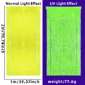 Neon-gelber fluoreszierender Lametta-Vorhang mit UV-Effekt für Party-Dekoration - 1x2 Meter / Neon Macaron Gelb