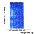 Tenda a frange blu con motivi ovali dorati per decorazione di feste di compleanno - Tenda a frange in lamina con stampa a cerchio dorato