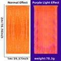 Orangefarbener fluoreszierender Wellenvorhang 2x1m für Party-Hintergrunddeko - 1x2 Meter / Neon Macaron Orange