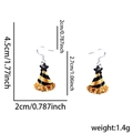 Wizard hat acrylic earrings in black and gold stripes with silver hooks, 4.5cm height - New Year Hat Style