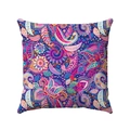 Square linen cushion cover with colorful bohemian paisley and floral patterns - 45x45