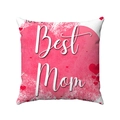 Soft Mother's Day pillow cover with pink heart and Best Mom text for sofa decor - Pink Watercolor Heart Best Mom (Style-13)