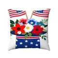 Independence Day star and stripes throw pillow cover with floral accents on white background - Style-8 (Festive Top Hat)