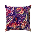Square bohemian paisley linen cushion cover with vibrant ethnic floral pattern - 45x45