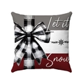 Winter plaid bow pillow cover with Let it Snow print for Christmas holiday home decor - Snowflake and Bow Style (款式-1) / 45x45