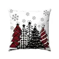 Funda de cojín navideña cuadrada con diseño de árboles variados y copos de nieve - Estilo de cinco árboles de Navidad (Estilo-3) / 45x45