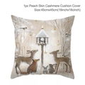 Christmas pillow case 45x45cm peach skin with cute forest animals illustration - Style-44 (Deer Fox and Rabbit)