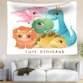 Cartoon dinosaurs tapestry with Cute Dinosaur text for kids bedroom wall decor - Style 11 / 100X70