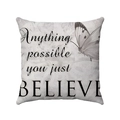 Housse de coussin carrée papillon avec texte 'Anything possible you just BELIEVE' - Believe (Style 4) / 45*45mm