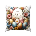 Close-up of Easter pillowcase with vibrant floral patterns and Happy Easter egg print - Easter Egg and Daisy Style (款式-1)