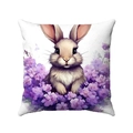 Set of 4 Easter cushion covers featuring realistic rabbit and floral canvas print - Little Bunny Bust (Style-9)