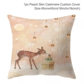 Christmas deer and bird peach skin cushion cover in 45x45cm for sofa decor - Style-46 (Deer Bird and Winter Moon)