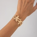 Golden starfish cuff bracelet with hammered texture and ocean-inspired geometric design - Gold-Multiple Starfish Style (02872)