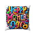 Nahaufnahme des Muttertags-Leinenkissenbezugs mit bunten Graffiti und festlichem Text - Alles Gute Zum Muttertag Graffiti Stil