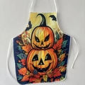 Halloween-Schürze mit Kürbis-Motiv und Herbstblättern für festliche Party-Dekoration - Blauer Nachthimmel Ahornblatt Kürbis Stil