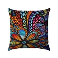 Bohemian geometric satin peach pillow case with colorful abstract mandala art pattern - 45cmx45cm / Style 9