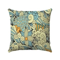 Detail of bohemian geometric pattern on square pillowcase with intricate floral graffiti - 45cmx45cm / Style 10