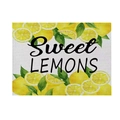Detail showing high-quality fabric texture of a lemon print placemat with Sweet Lemons text - Sweet Lemon (Style 1)