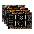 Set of 4 geometric black and gold bohemian placemats with tribal patterns for dining tables - Ethnic Tribal Totem (Style 2)