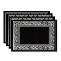 Set of 4 black geometric placemats with white Greek key pattern for dining tables - Black with White Greek Key (Style 3)