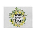 Detail of cotton linen placemat with yellow lemon wreath and sweet Summer time text - Sweet Summer Lemon Wreath (Style 5)