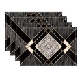 Macro view of geometric black and gold heat-resistant placemats with non-slip texture - Tri-color Geometric Rhombus Mosaic (Style 6)