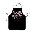 Waterproof salon apron with pink glitter hair styling tools print and neck strap - Hair Stylist Theme (Pink Tools)