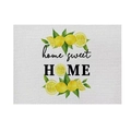 Rectangle linen placemat featuring yellow lemon illustrations and Home Sweet Home text - Warm Home Lemon (Style 7)