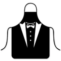 Black neck-hanging apron with creative tuxedo suit print for kitchen cooking fun - Black Tuxedo Red Bowtie Style (Style 2)
