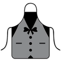 Cartoon tuxedo style waterproof neck hanging apron with bow tie and button pattern - Grey Vest Black Tie Style (Style 4)