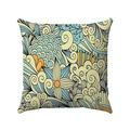 Bohemian geometric cushion cover with artistic hand-drawn patterns in blue and orange - 45cmx45cm / Style 10