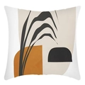 Fodera per cuscino nordica moderna con motivi geometrici astratti e foglie minimaliste - 45cmx45cm / Stile Moderno con Foglie e Blocchi di Colore (Stile 2)