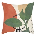 Fodera per cuscino nordica moderna con foglie astratte e motivi geometrici boho su bianco - 45cmx45cm / Stile Botanico Bohemien (Stile-3)