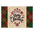 Close-up of festive Christmas placemat with red-green plaid and Merry Christmas text - Merry Christmas Text Style