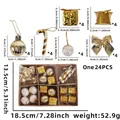 24-piece gold and white Christmas ornament set with candy canes and holiday baubles - 24pcs/Box / Gold Series Ornament Box