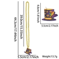 Collana di perle Mardi Gras con ciondolo a cilindro viola e dettagli sulle misure - Stile Cilindro