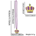 Mardi Gras necklace with purple beads and festive crown pendant, size 45cm 14.1g - Gemstone Crown Style