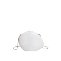 Pebble-shaped marble pattern clutch bag with gold chain strap for evening events - White