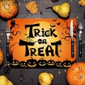 Halloween placemat featuring Trick or Treat text with pumpkin and bat patterns - 30cm x 45cm / Pumpkin Owl Style (Style 1)