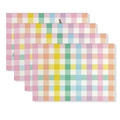 4er-Set bunte karierte Oster-Platzsets aus Leinen für Küche und Esstischdekoration - Buntes Karo-Muster (Stil-14)