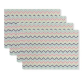 Vierer-Set Oster-Tischsets aus Leinen mit bunten Zickzack-Mustern und Wellen-Textur - Buntes Wellen-Zickzack-Muster (Stil-15)